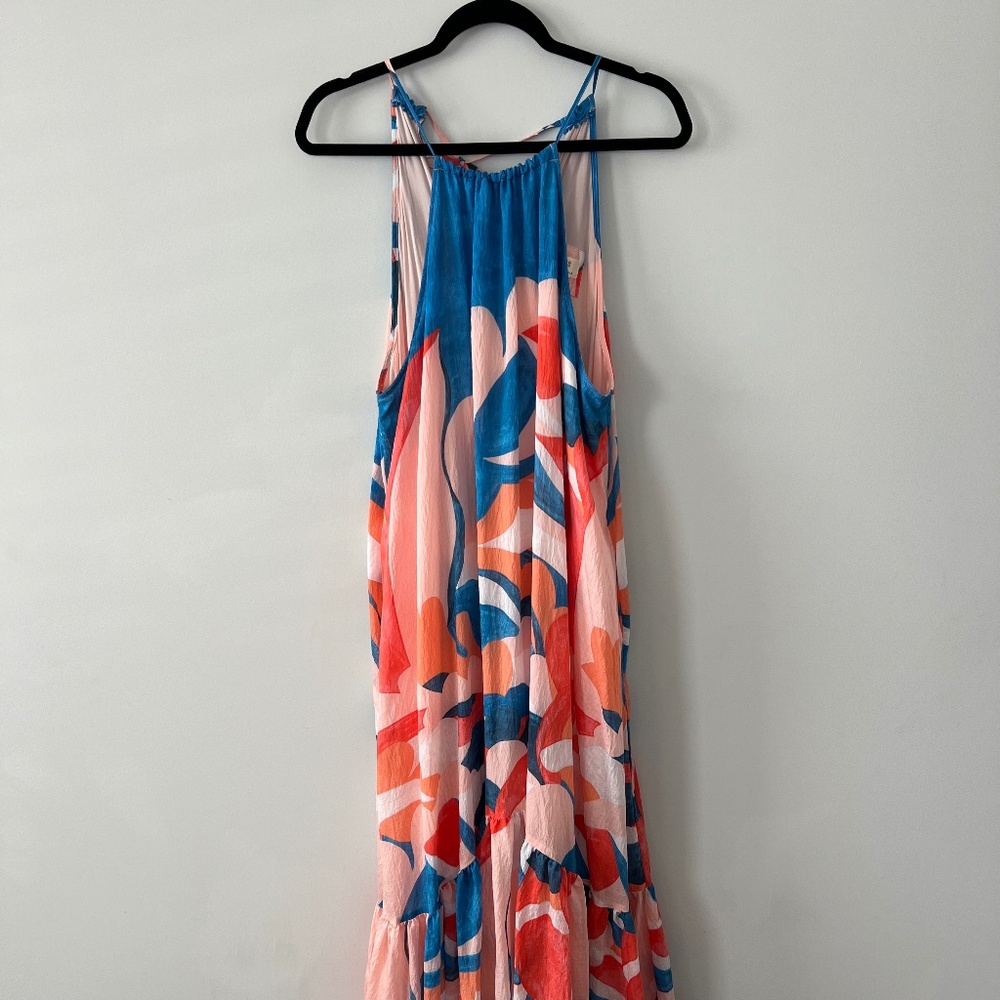 Anthropologie Maeve Flounce Halter Dress